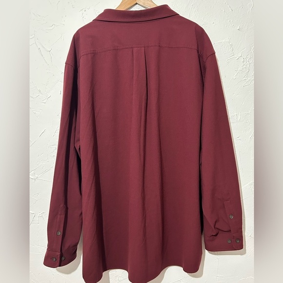 ROWM Men's Big &Tall Button-Up Shirt Burgundy Collared Long Sleeve 4XB - Picture 9 of 12